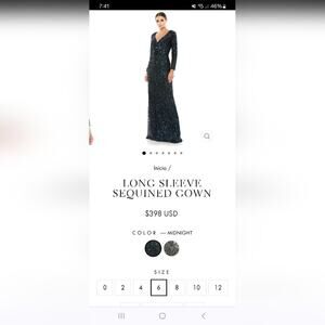 Nwt Ieena for Mac Duggal Long sleeved Gown size 6 in Midnight color